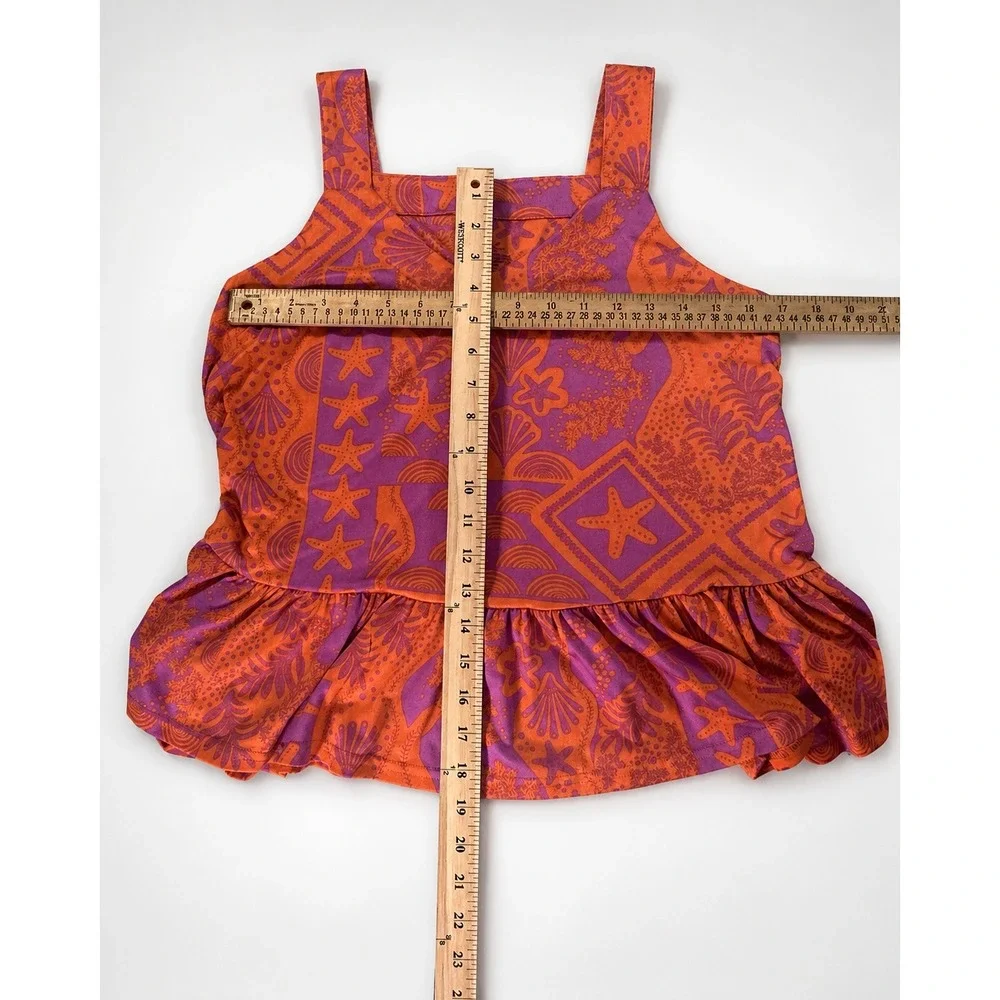 Cuddl Duds 2 Piece Coastal Print Peplum Tank Top Shorts Set Size Small